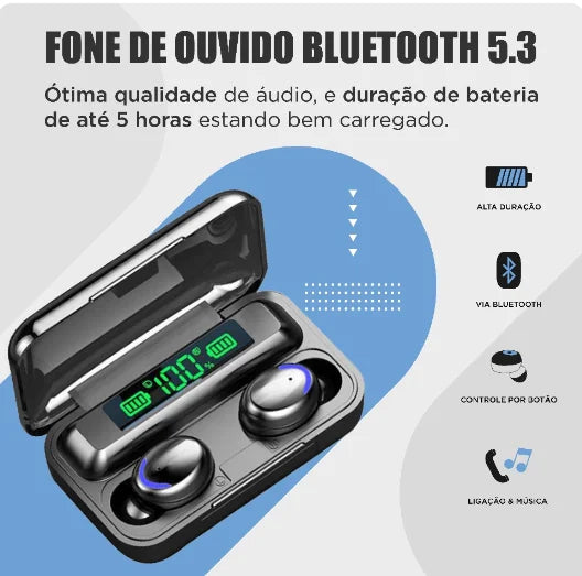 Fones de Ouvido TWS M10 Tela Digital