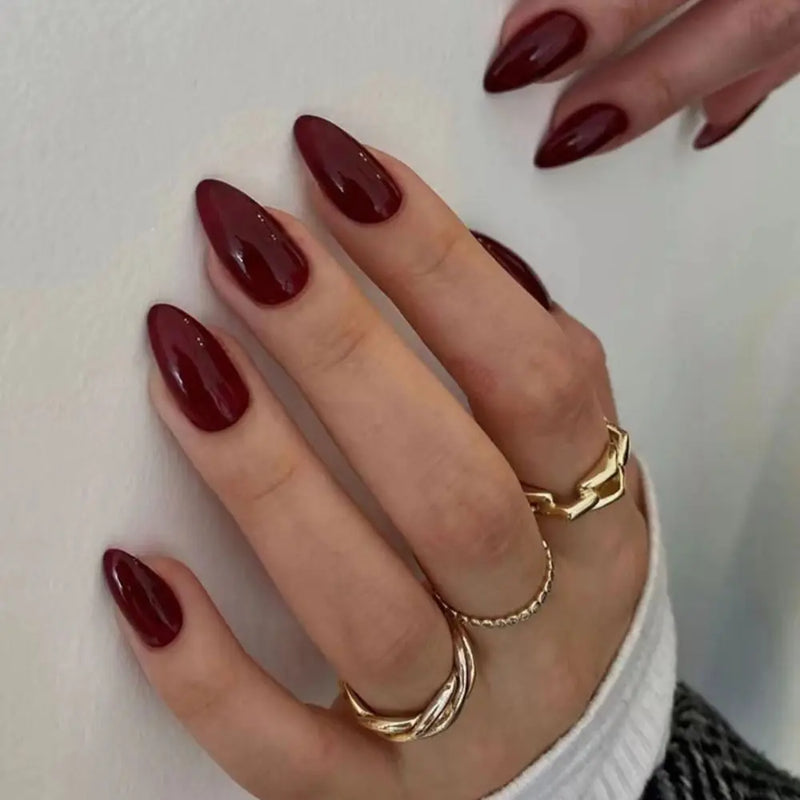 24 Peças Unhas Postiças Francesas Estilo Amêndoa