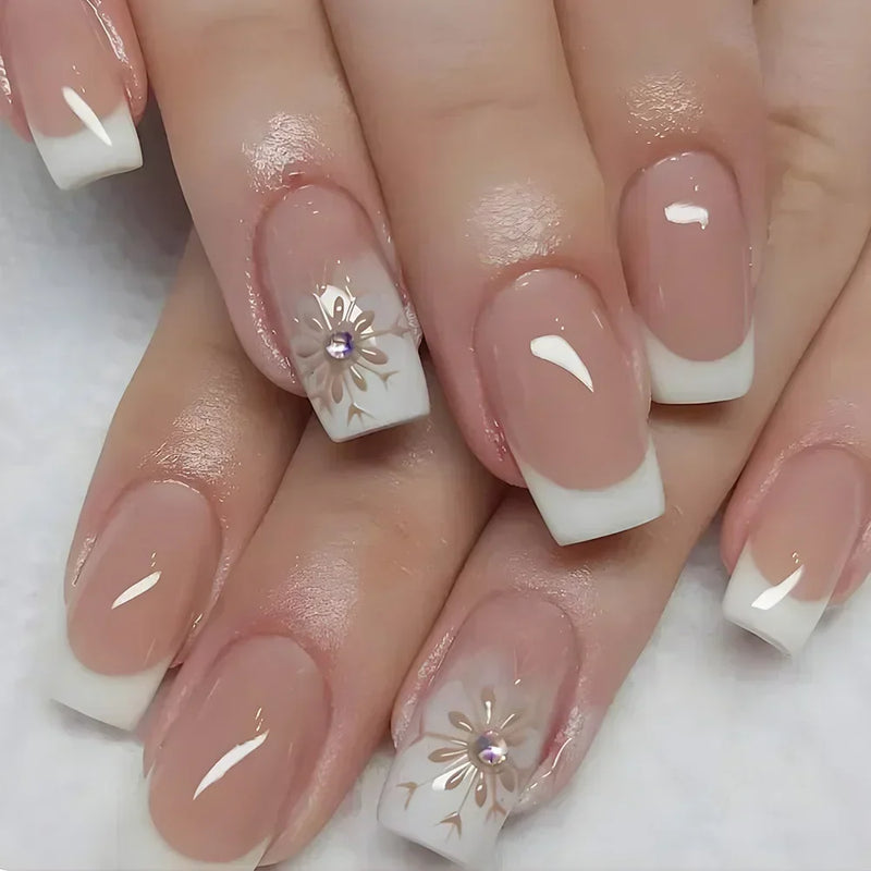 24Pcs Unhas Postiças Quadradas Curtas Caixão