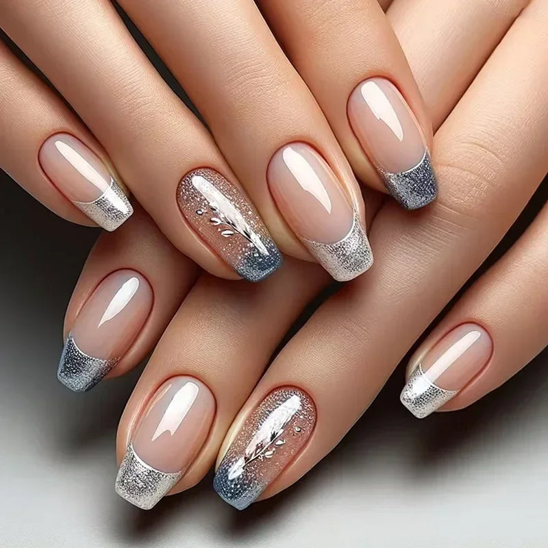 24Pcs Unhas Postiças Quadradas Curtas Caixão