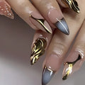 24 Peças Unhas Postiças Francesas Estilo Amêndoa