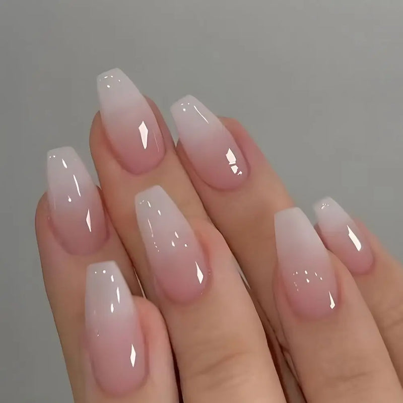 24 Peças Unhas Postiças Gradientes Bailarina Francesa