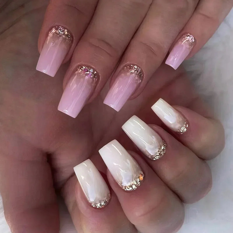 24Pcs Unhas Postiças Quadradas Curtas Caixão