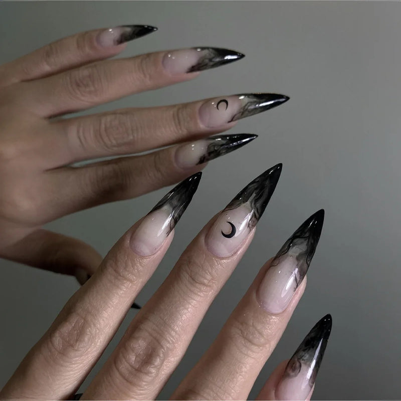 24 Peças Unhas Postiças Francesas Estilo Amêndoa