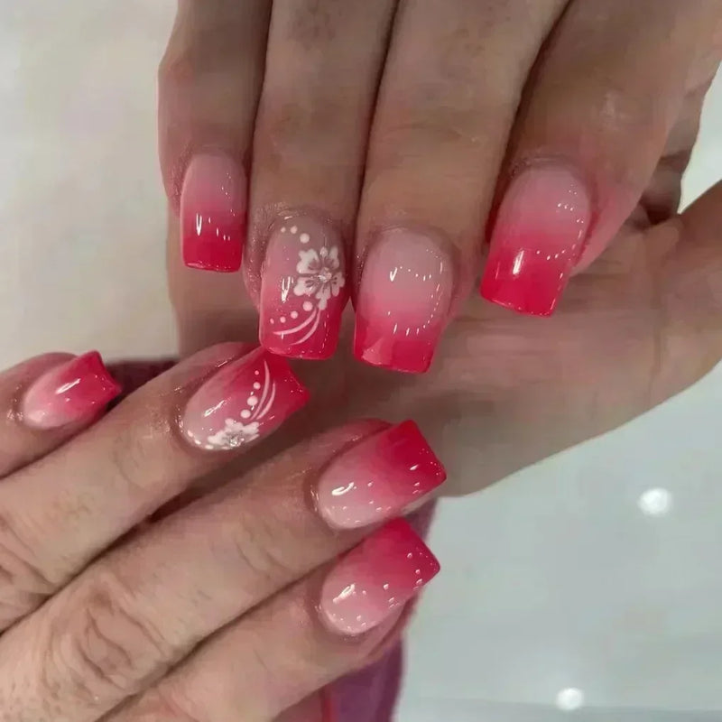 24Pcs Unhas Postiças Quadradas Curtas Caixão