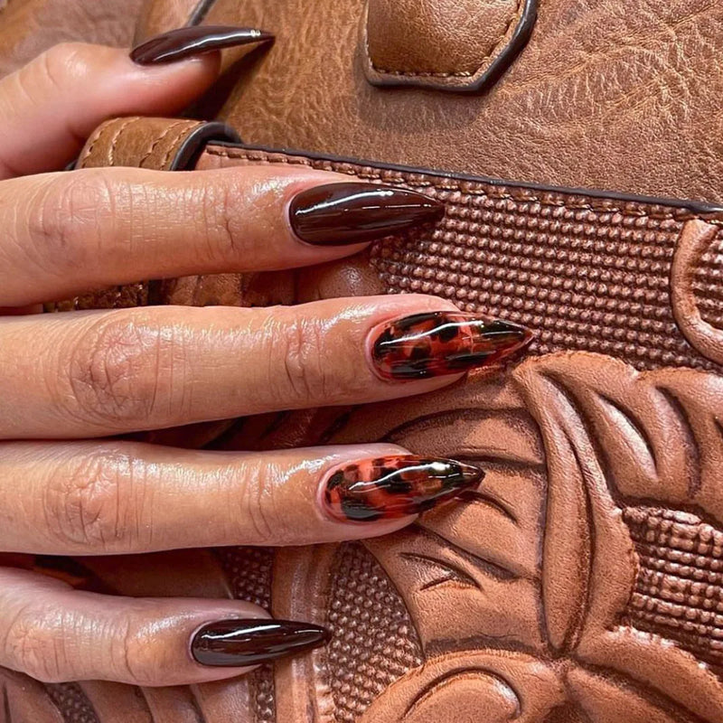 24 Peças Unhas Postiças Francesas Estilo Amêndoa