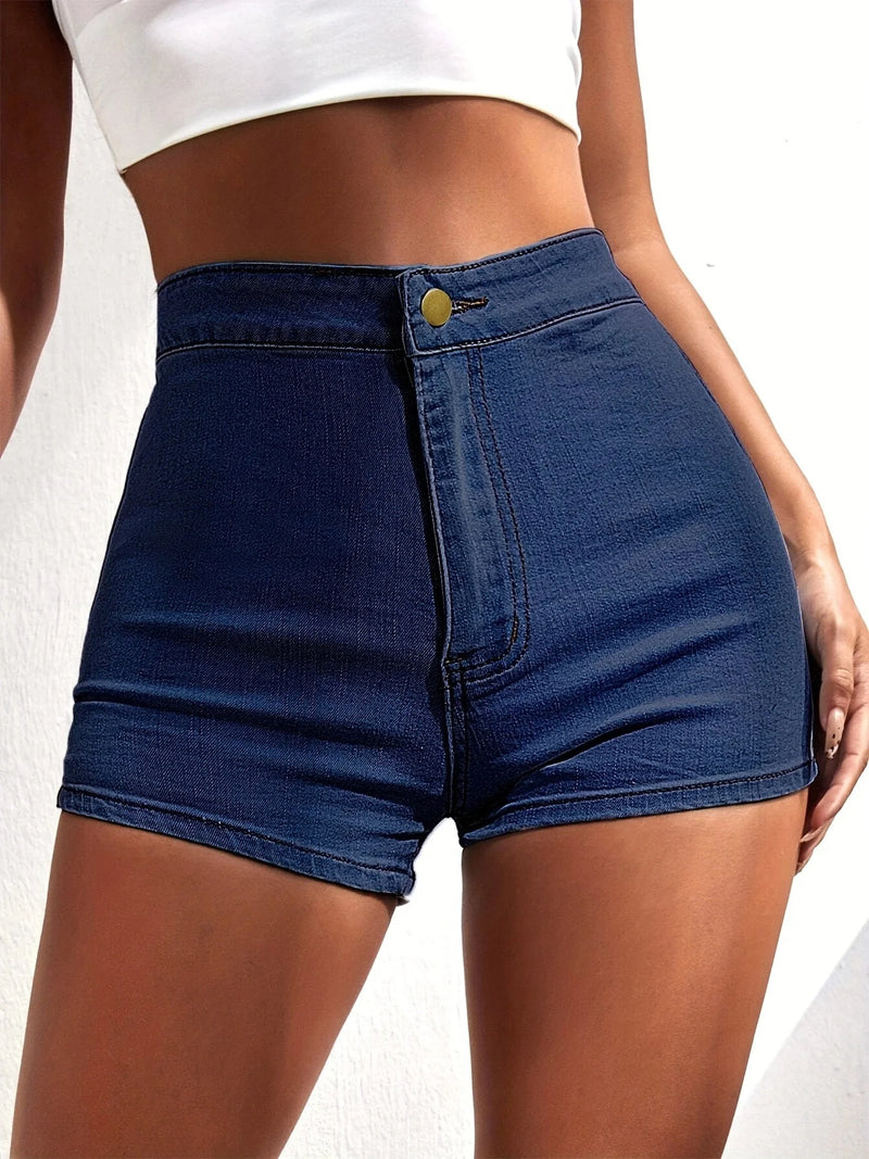 Shorts Cintura Alta Stretch Denim