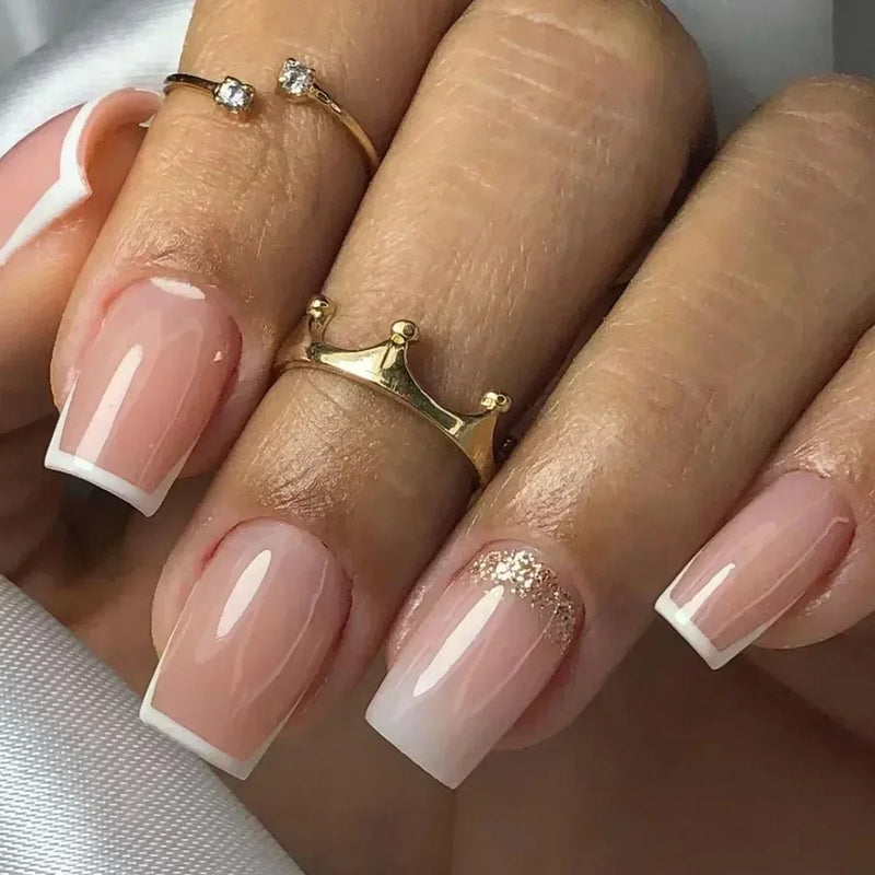 24Pcs Unhas Postiças Quadradas Curtas Caixão