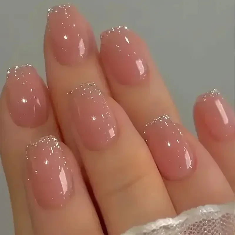 24Pcs Unhas Postiças Quadradas Curtas Caixão